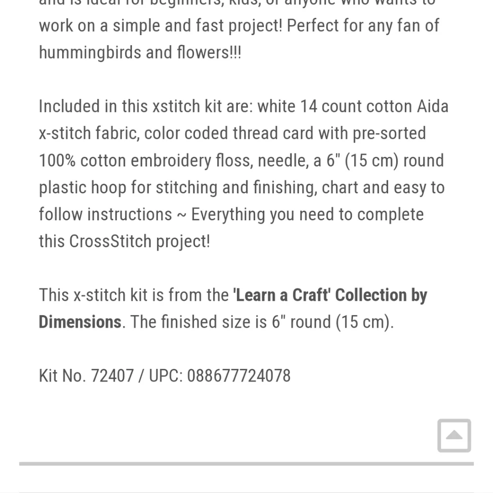 New Dimensions Learn a Craft - Hummingbird Duo Counted Cross Stitch Kit 6 inch